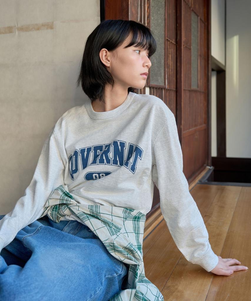 COVERNAT Slub Arch Logo Long Sleeve Charcoal