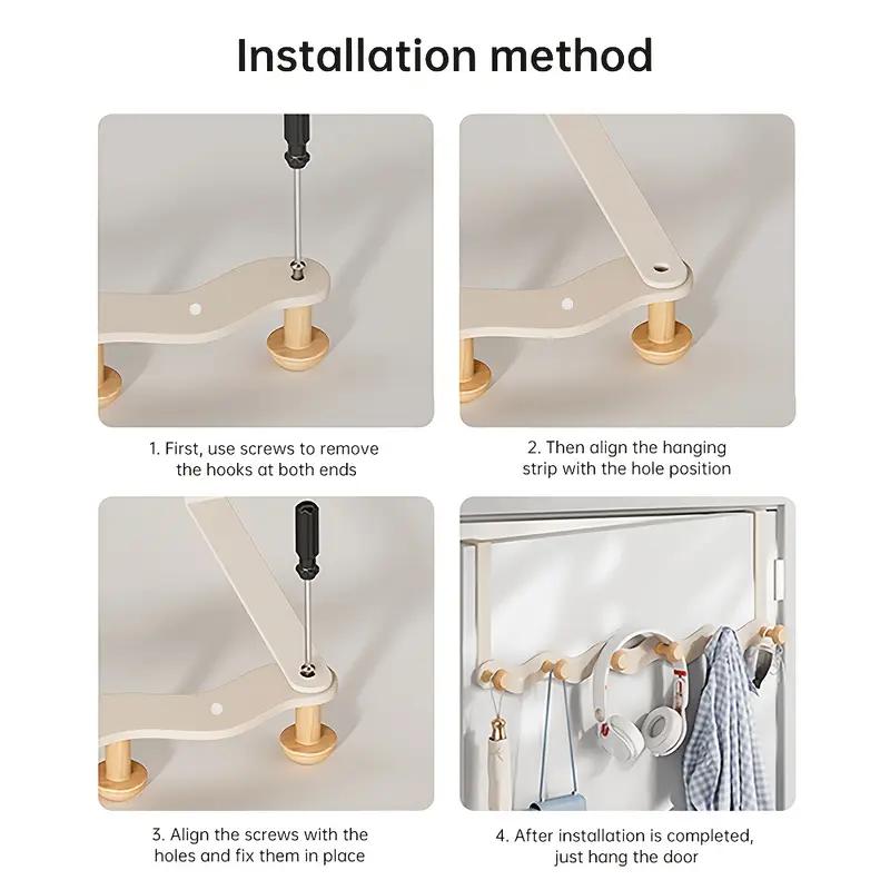 Cârlig de ușă de perete fără găurire, umeraș de haine, cârlig pentru haine, ușă de intrare, montat pe perete, pentru paltoane și pălării, dormitor, cârlig tip bară