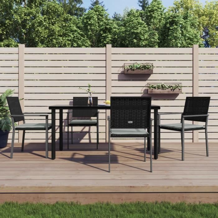VidaXL Ensemble à manger de jardin 5 pcs coussins résine tressée acier 3187025