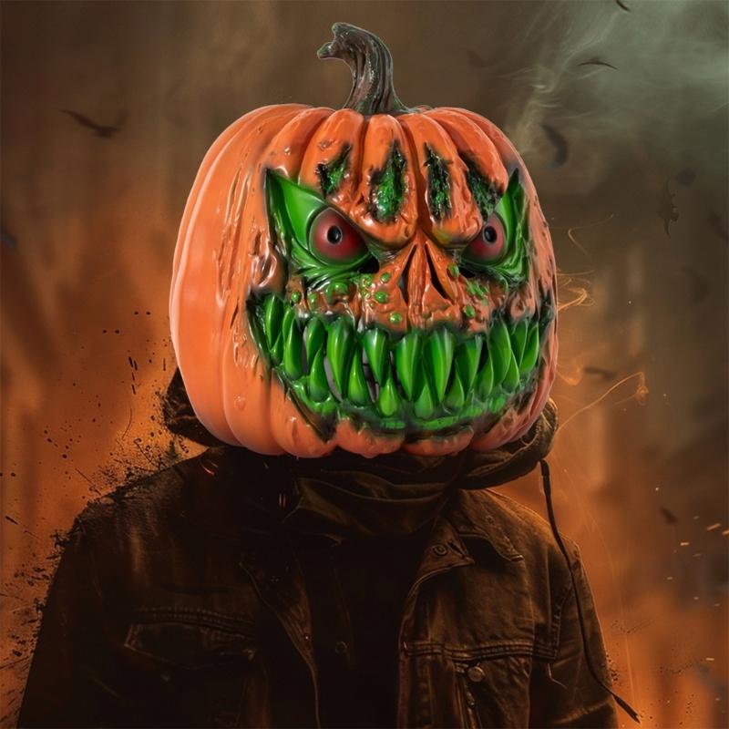 Maschera di Zucca Integrale Copricapo di Zucca di Halloween Maschera di Zucca Traspirante Integrale per Donne Uomini Cosplay di Halloween