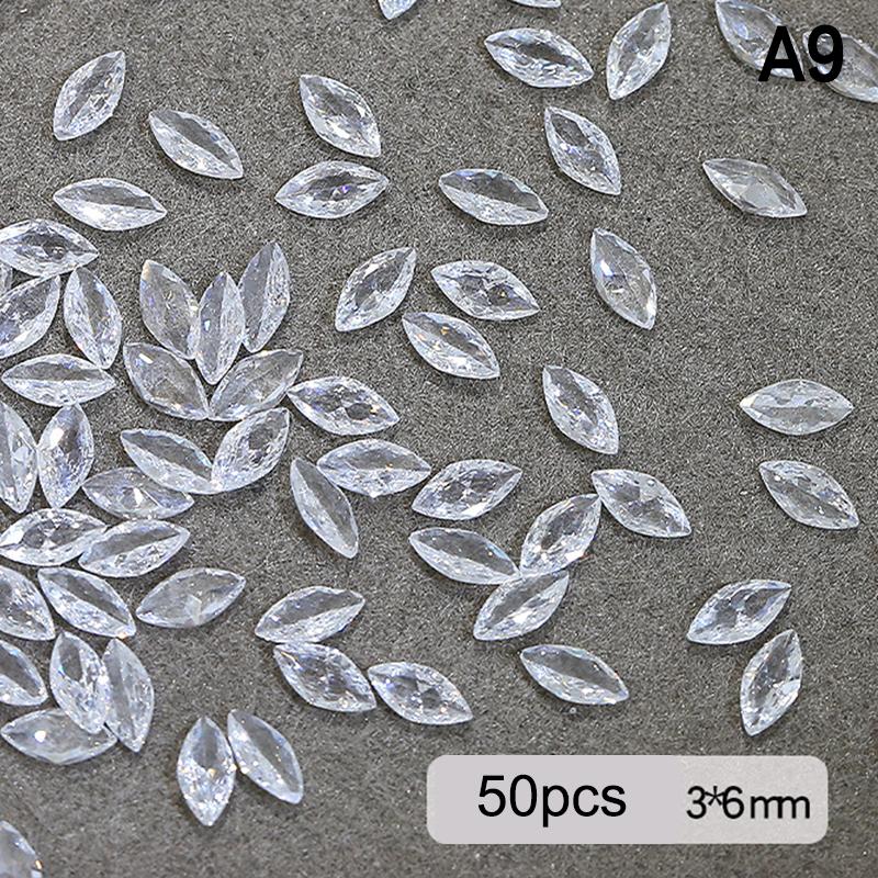 50Pcs Mini Nail  Transparent Zircon Flash Nail Art  Gems Dazzling Manicure Tip 3D Nail Art Decoration