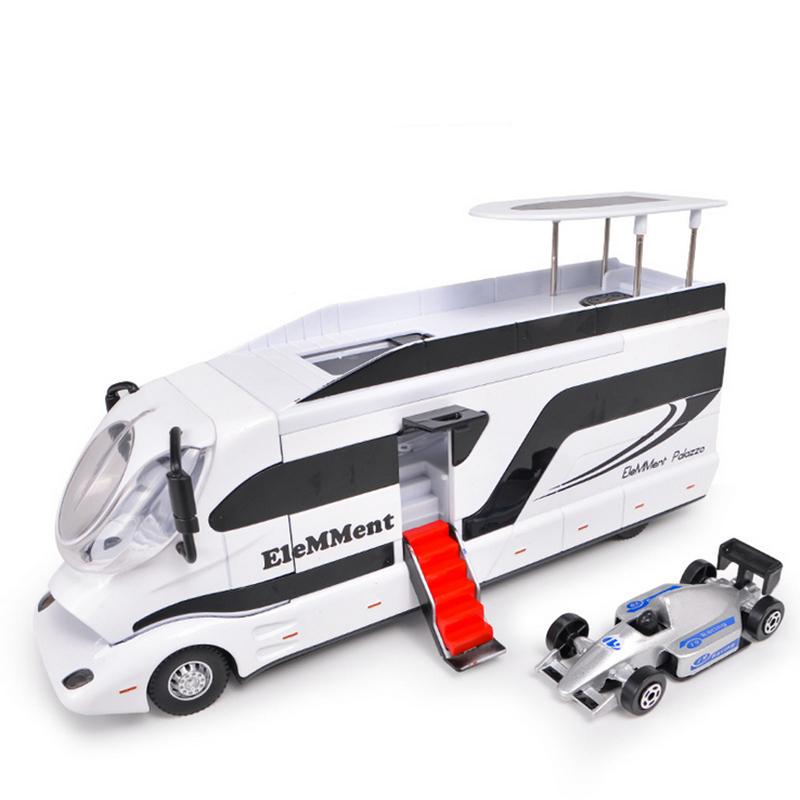 New Diecast Luxury Rv Recreational Dining Car Model Metal Toy Camper Van Motorhome Touring Car Model Sound And Light Kids Gifts
