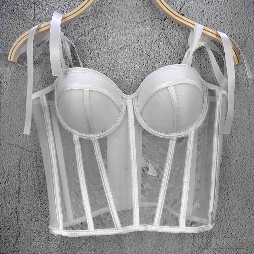 Γαλλικό Γλυκό & Πικάντικο Γυναικείο Μπαντό Τοπάκι με Κορδόνια - Σέξι Τοπ που Σφίγγει τη Μέση