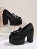Women's Chunky Heel High Heel Shoes with Tassel Decoration - 2025 Autumn Collection in Plus Sizes