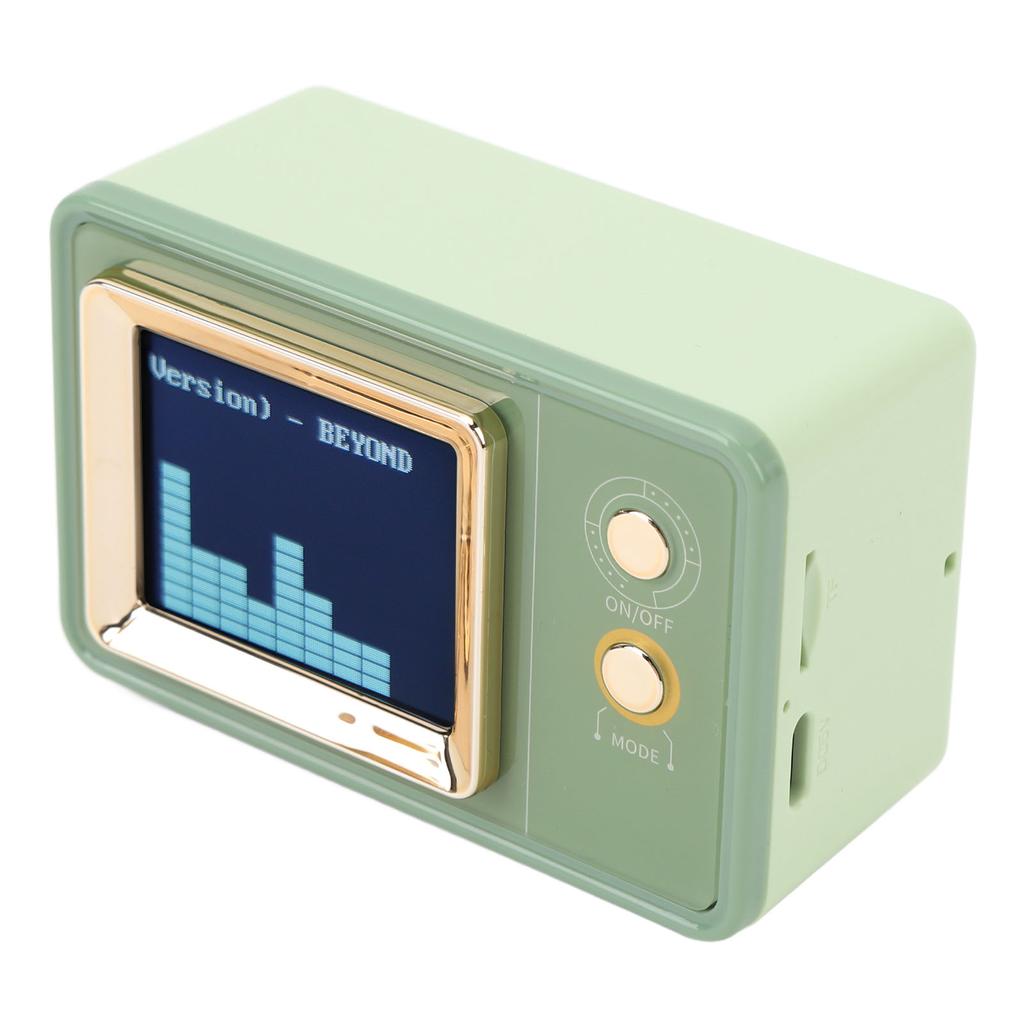 Compact BT Speaker Dynamic Scene Lyrics Desktop Clock Calendar Projection Screen Speaker for Daily and Party Retro Green