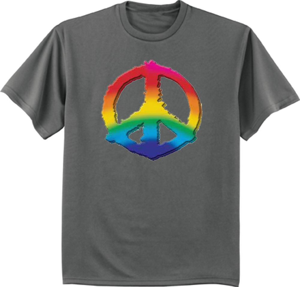Colorful peace sign design tee shirt men s charcoal gray t-shirt peace tee shirt XXXL