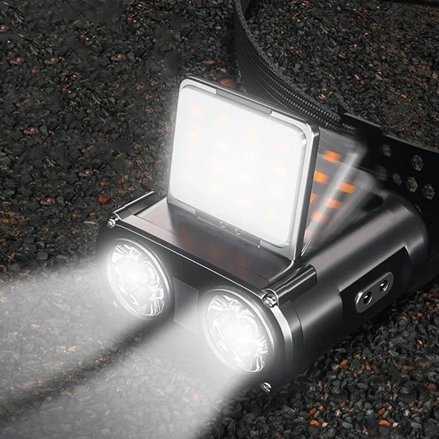 Ultra Bright Rechargeable Headlamp LED Sensor Head Torch Clip On Cap Light Waterproof Flashlight Outdoor Camping Fishing Lamp