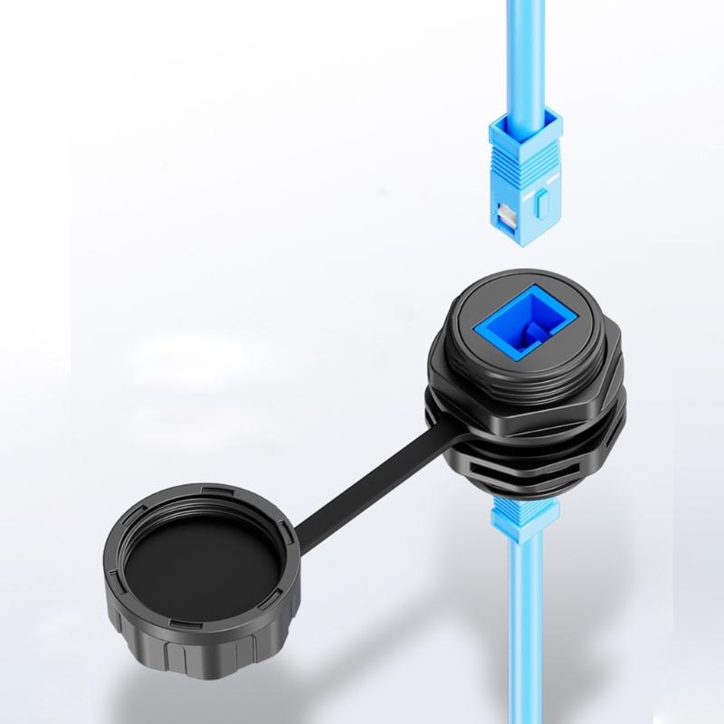 IP68 Waterproof LC Fiber Optics Coupler Adapter Panel Mount Connector With Dustproof Cover For Outdoor Data Center Use