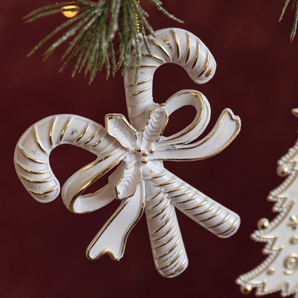 Elk Snowflake Pendant White Gold Christmas Hanging Ornament  Home Decoration