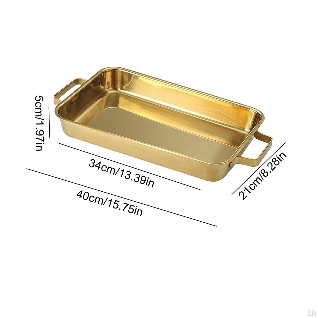 Fish Deep Baking Tray, Pan Roasting with Handles, Rectangle Seafood Plate for Meat