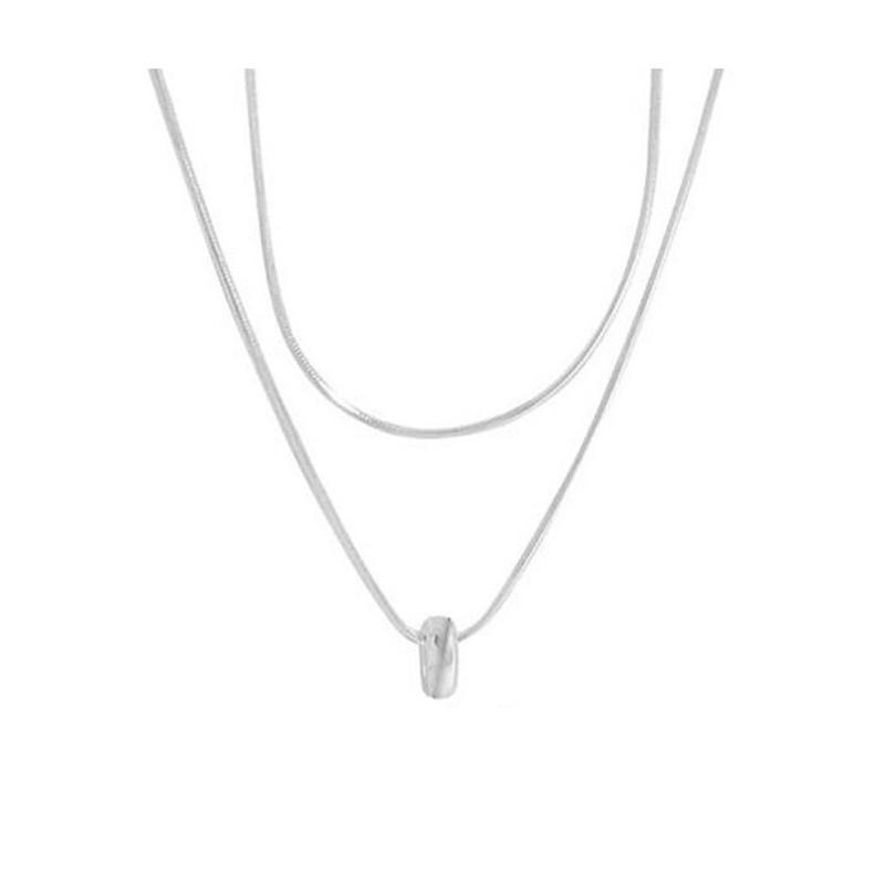New 925 Sterling Silver Necklace Simple Personality Charm Women's Pendant Geometric Shape Choker Birthday Gift Exquisite Jewelry