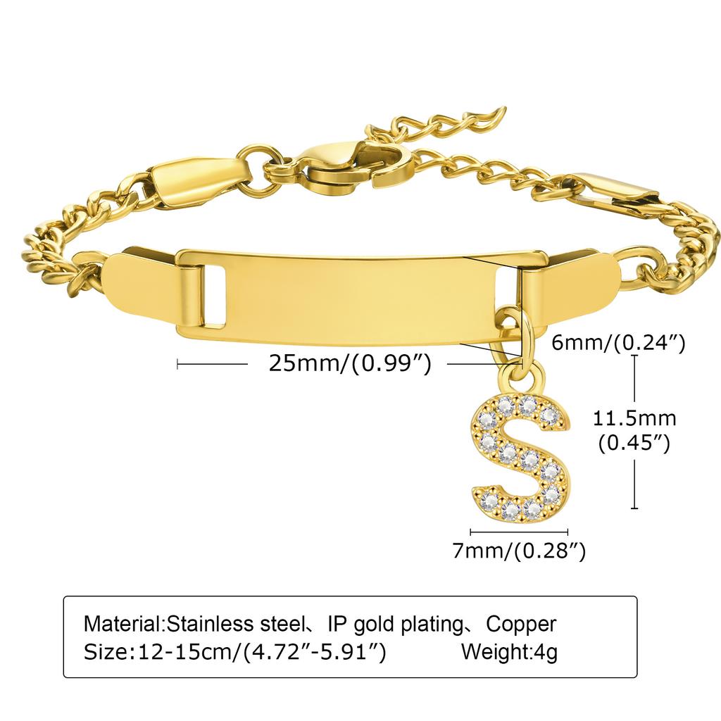 26 Initial A-Z Free Custom Name Date Bracelets Amulet Gift Jewelry, Anti Allergy Stainless Steel Chains Bracelet