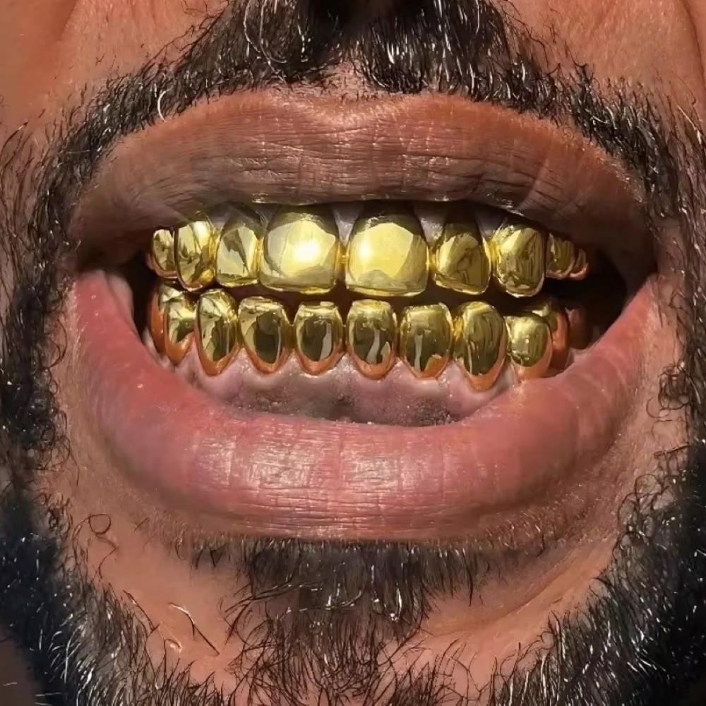 Glossy Finish Teeth Grillz Caps Eco-friendly Copper Teeth Jewelry Halloween