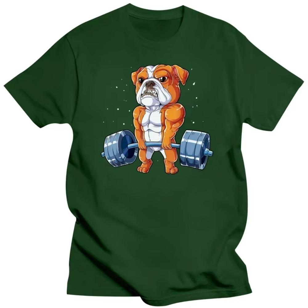 English Bulldog Weightlifting Funny Deadlift Gym Dog T Shirts Cotton Streetwear Short Sleeve Birthday Gifts Summer Style T-shirt