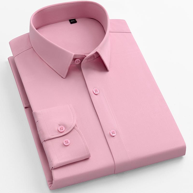 New Anti-Wrinkle Mens Shirts Long Sleeve Dress Shirts For Slim Fit Camisa Social Business Blouse White Shirt Blue Shirt
