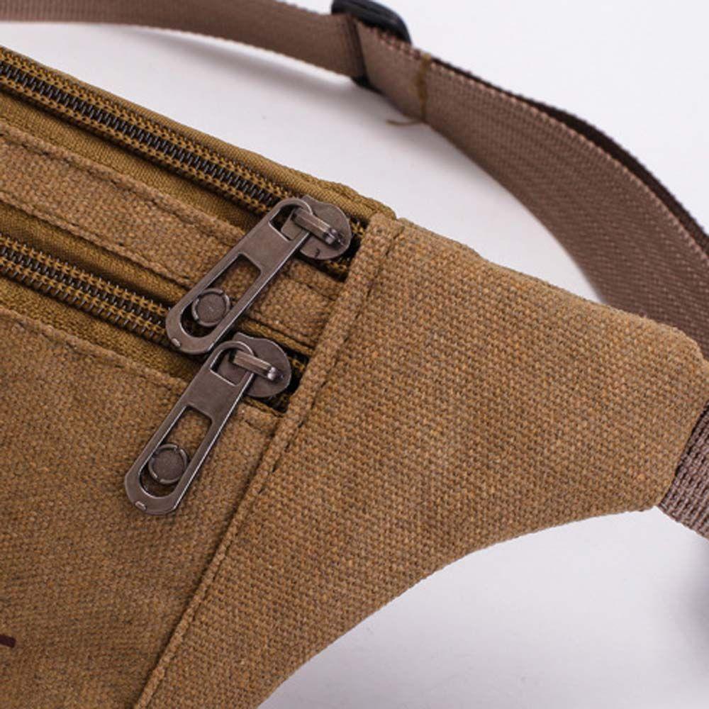 Casual Solid Color Canvas Outdoor Waist Belt Bag Canvas Bags Money Pouch Chest Bag Waist Packs