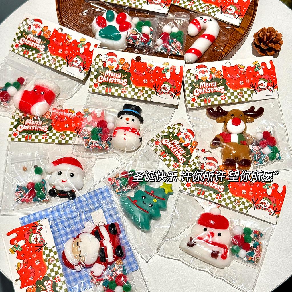 Lovely Christmas Taba Squishy Toys Santa Claus Snow Man Fidgets Toys Squeeze Stresses Relief Paw Squishies Party Favors