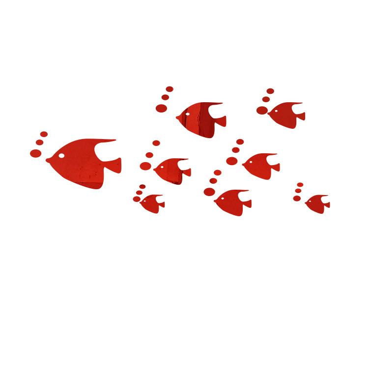 Bubble Fish Ocean Adhesive Wallpaper Sticker Acrylic Mirror 3D Wall Art for Kids Room&Kindergarten Self-Adhesive Removable Decor