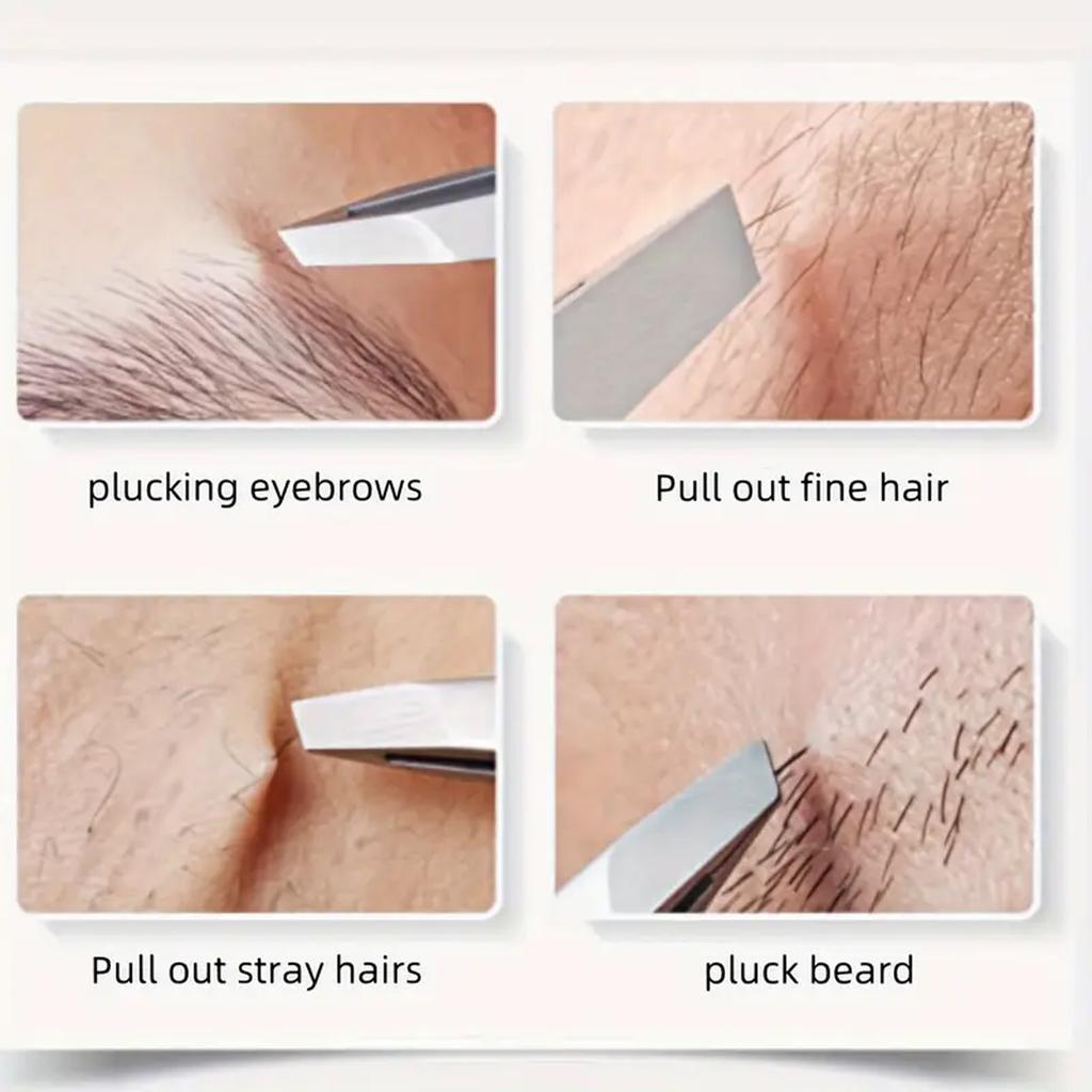 Precision Stainless Steel Eyebrow And Beard Tweezers Durable Slanted Head Design Gently Trimming Fine Eyebrows Beards Essential