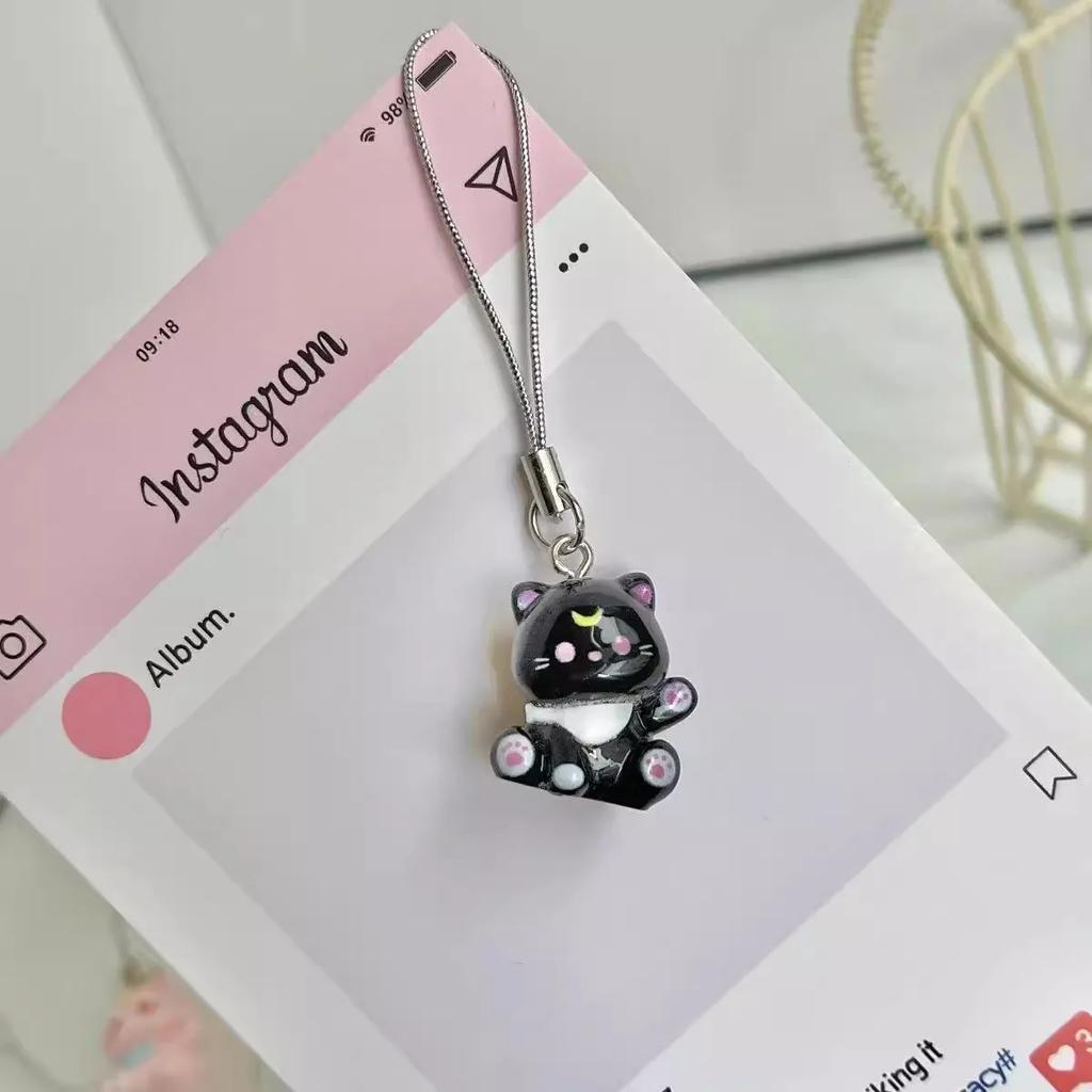 Fashion New Cartoon Small Cat Cute Keychain Phone Chain Resin Keyring Bag Pendant Couple Key Chains Gifts Women for Jewelry