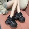 Fashion 9.5cm Autumn Spring Chunky Sneakers Women Lace Up Non-slip Platform Sports Shoes Thick Bottom Shoes Female Heels Casual Sneakers