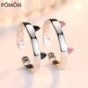 New 925 Sterling Silver Women Ring Fashion Cute Pet Pink Cat Ear Paw Adjustable Rings Jewelry Anniversary Gift
