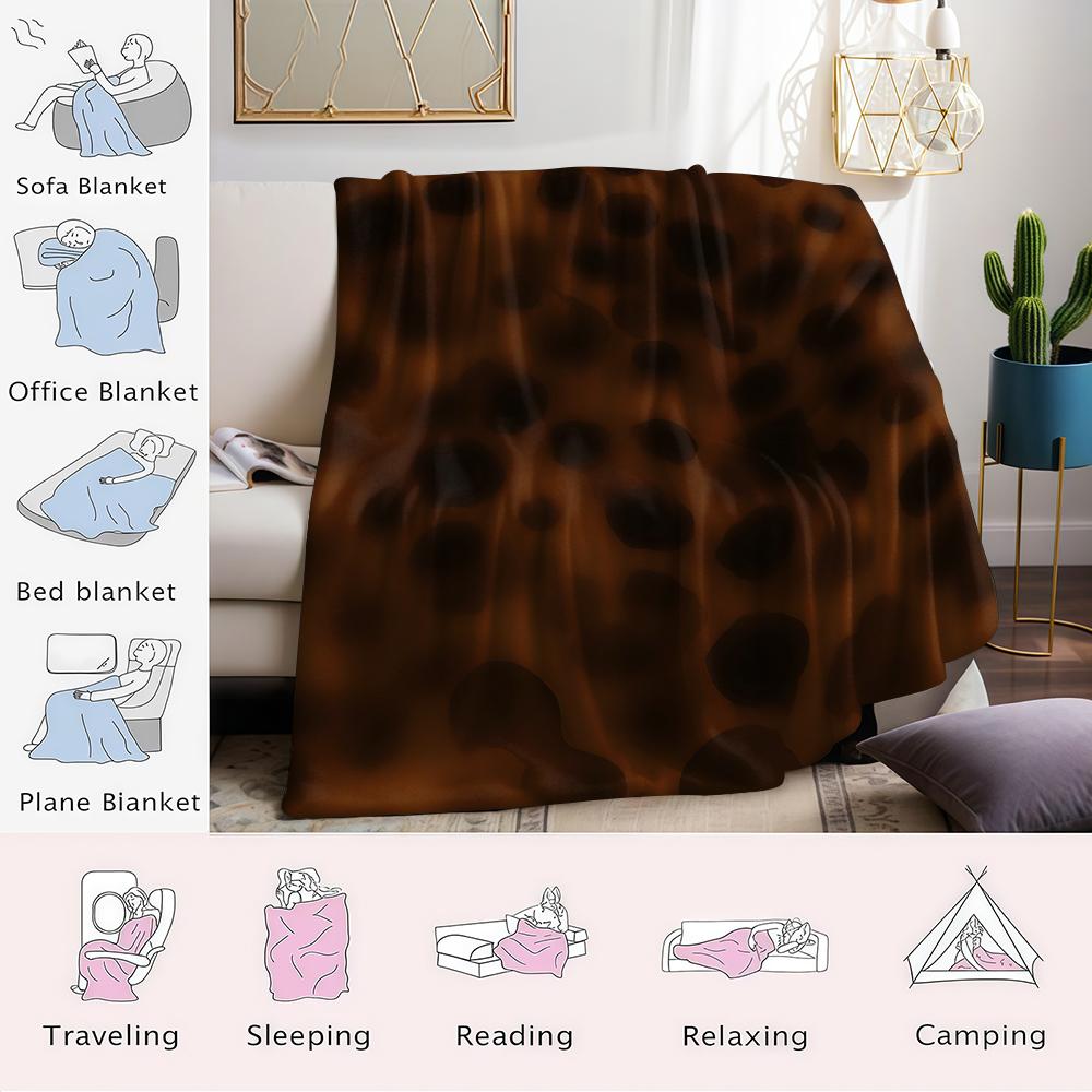 Bruine Luipaardprint Flanellen Deken Warm Zacht Halloween Kerst Bank Warm Gezellig Decoratief Decor Cadeau voor Elk Seizoen