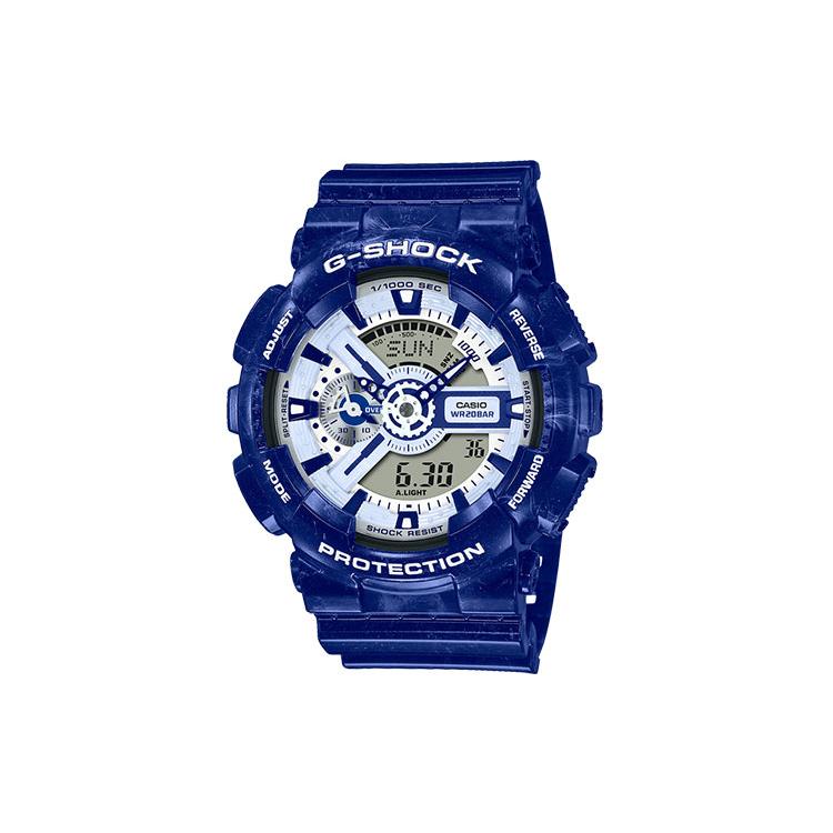 CASIO Men Liquid Crystal/Analog Dual Display Series Blue Watch GA-110BWP-2APFQ