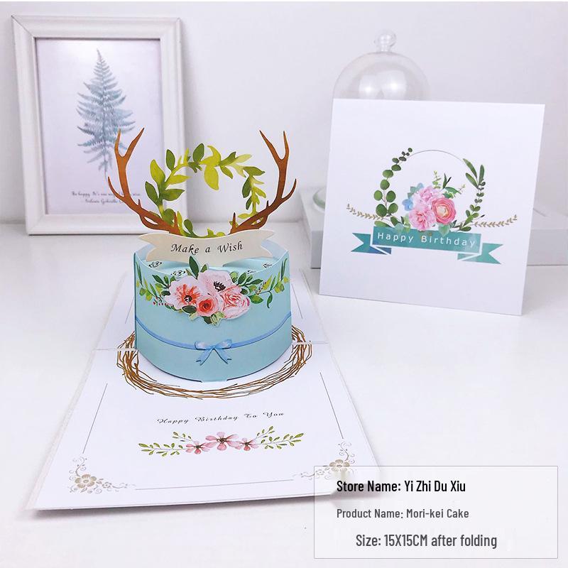 Carte pop-up Gâteau d'anniversaire musical 3D avec lumières colorées et enregistrement