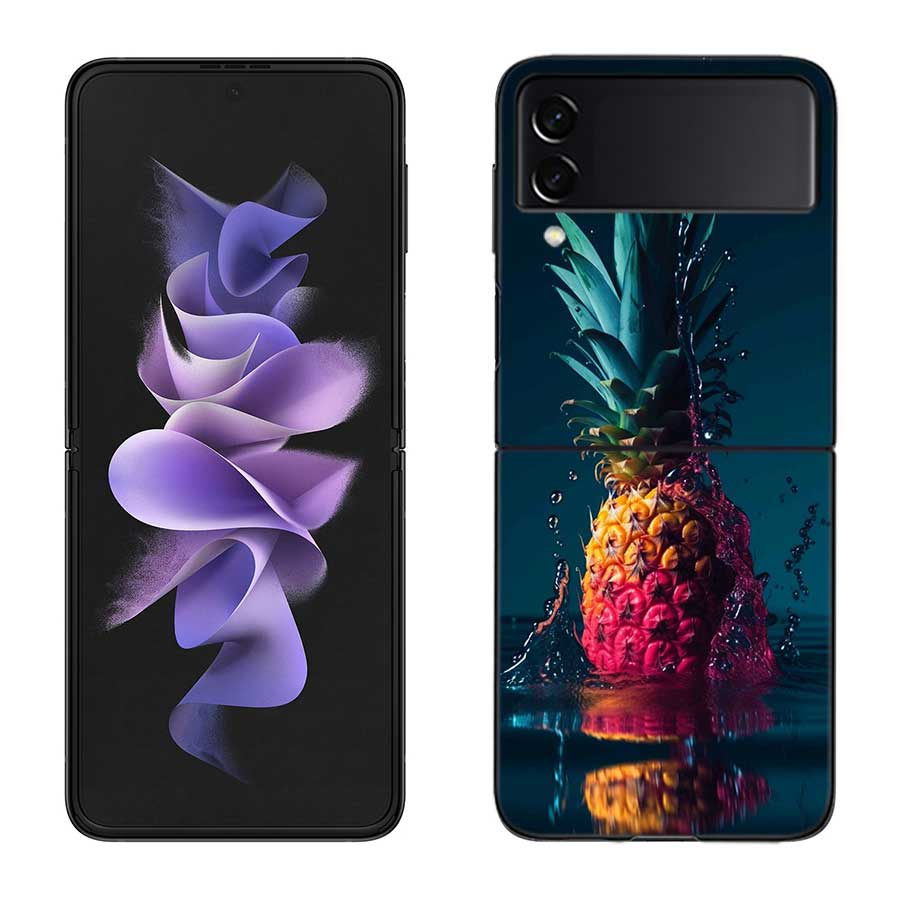 

Harvest Pineapple Phone Case For Samsung Z Flip 7 6 5G Galaxy Z Flip 5 4 3 Black Hard Cell Cover Luxury PC Shell Coque Samsung Z Flip 5 5G