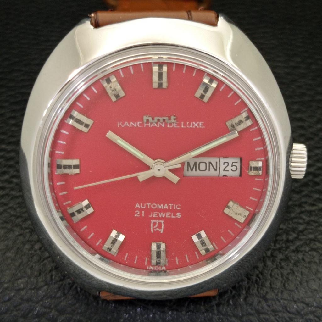 Montre automatique d'occasion pour homme HMT Kanchan Deluxe 6501, cadran rouge, modèle indien a432207-2 R110-a432207