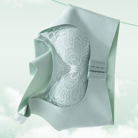 Women Traceless Bra with Chest Pad No Steel Ring Underwear Non-slip Adjustable Wide Strap Back Posture Adjustment Vest Style Bra