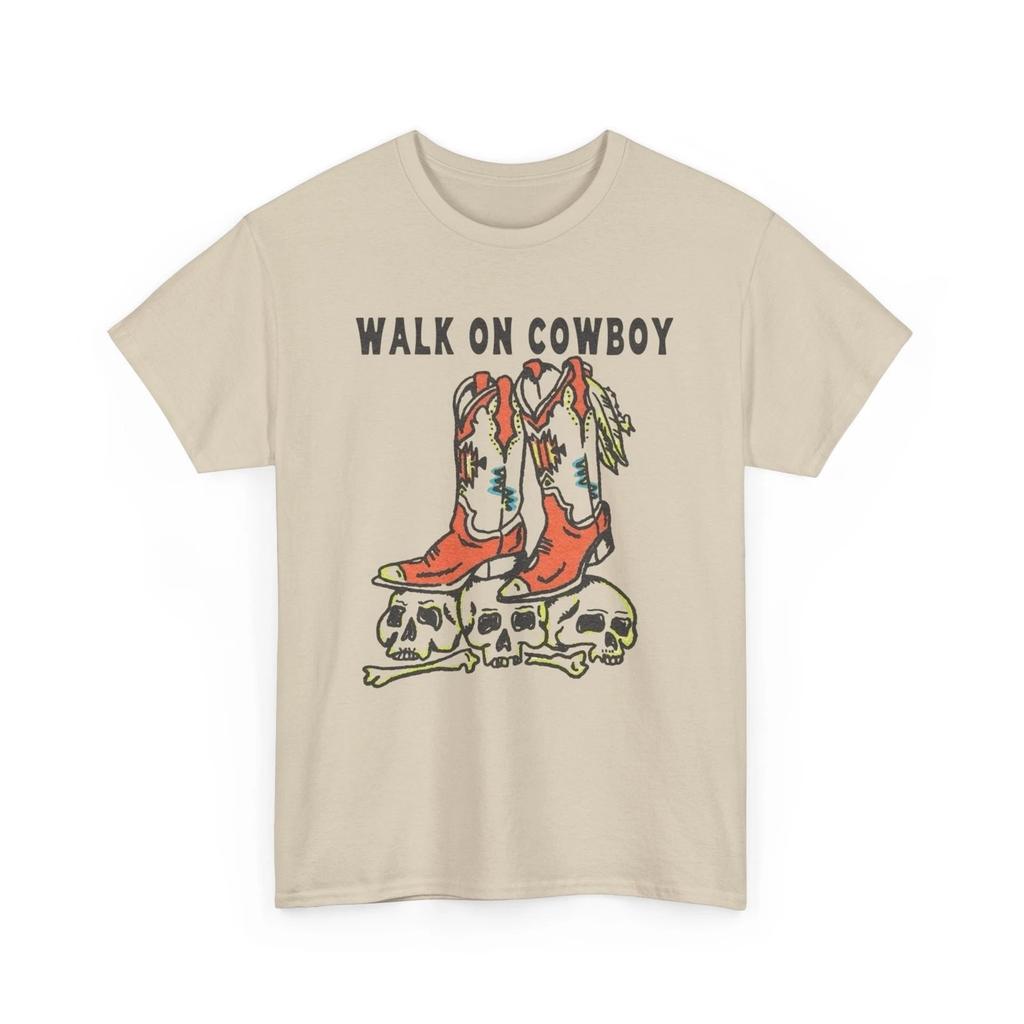 Walk On Cowboy Graphic T Shirt Unisex Heavy Cotton Tee