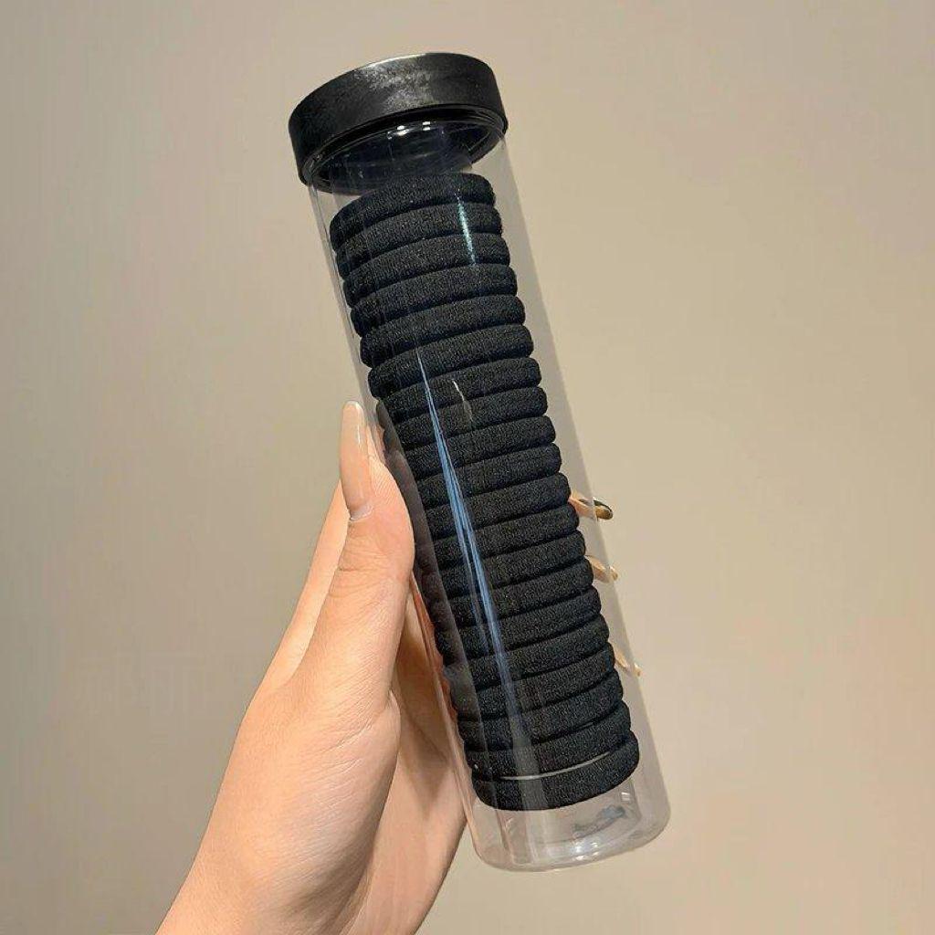 20-Pack Black Seamless Elastic Hair Ties for Women - Durable, Hair-Friendly Rubber Bands