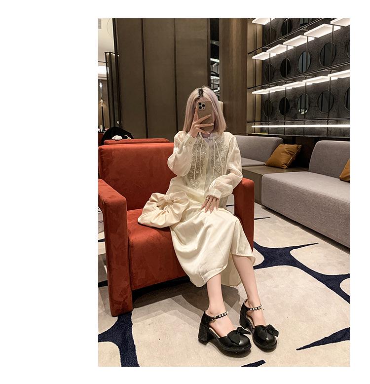 French Mary Jane Leather Bow Flats - Spring/Summer 2025 Pearl Strap Fairy Style Women's Shoes
