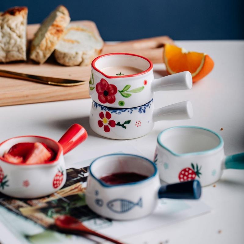 Cute Ceramic Milk Jug With Handle Espresso Cup Milk Cup Seasoning Sauce Vinegar Jug Coffee Syrup Jar Dipping Bowls