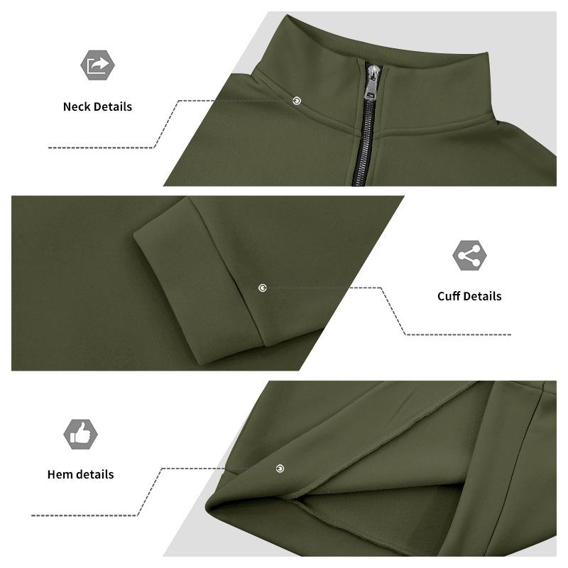 Cross-border Winter Fleece Heavyweight Loose Outdoor Men's Thermal Half-Zip Stand-Up Collar Pullover Sports Hoodie for Men