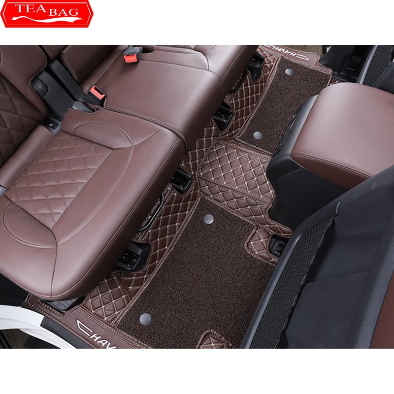 For GWM Haval H9 2017-2022 2021 Car Floor Mats Double Layer PU Leather Foot Pad Interior Floorliner Auto Accessories For LHD