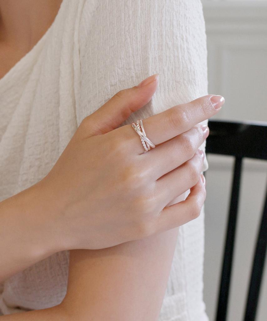 47Bag 925 Silver Triple Twist Open Ring Jeva