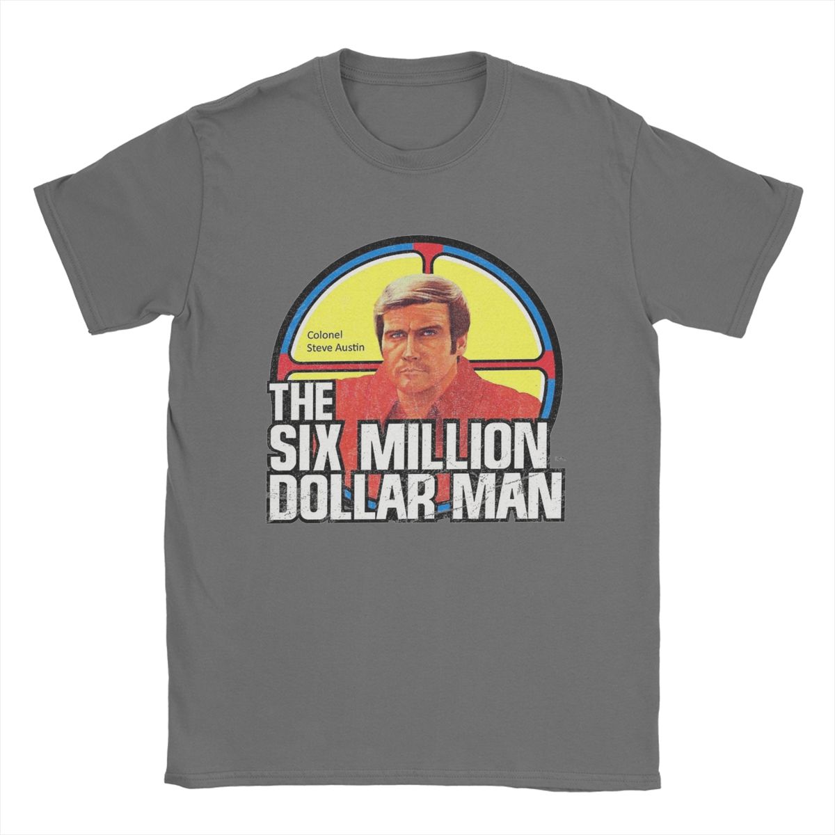 

Men T-Shirt The Six Million Dollar Man Logo Fall Guy Cool 100% Cotton Tee Shirt Short Sleeve T Shirt O Neck Tops Gift Idea XL