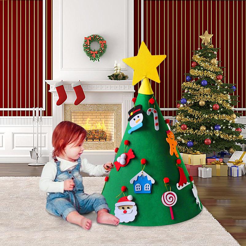Happy New Year 3D DIY Felt Christmas Tree Kids Gift Ornaments Home Merry Christmas Decoration