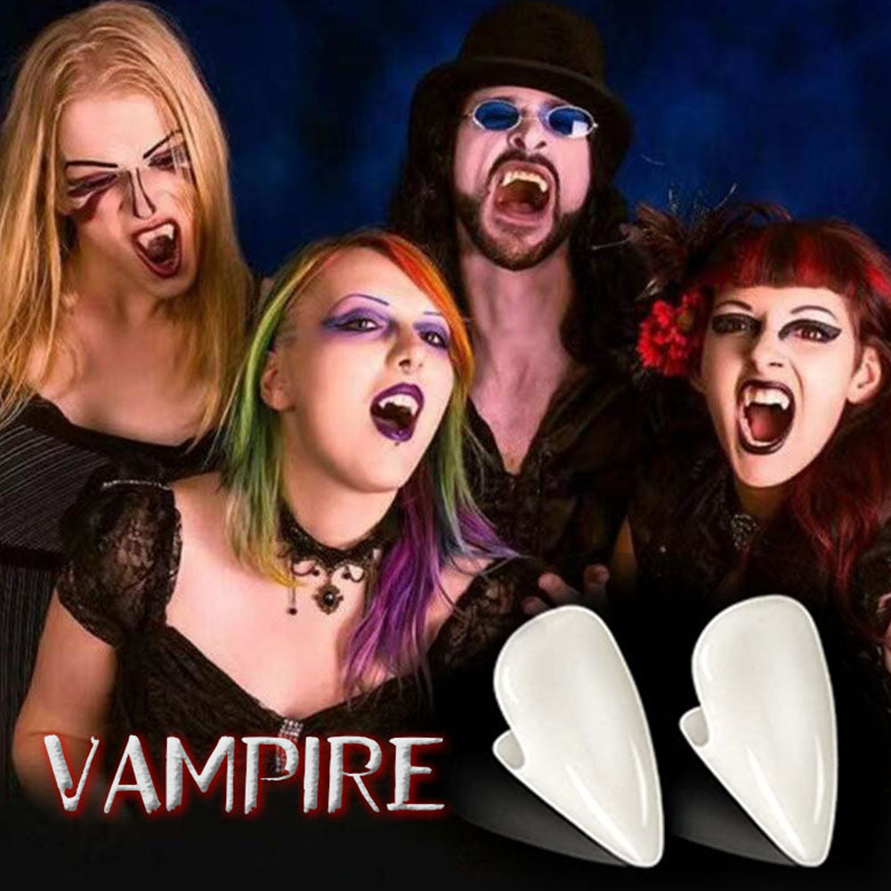 1Pair Halloween Vampire Dentures Prop Halloween Party Costume DIY Cosplay Props Decoration False Teeth With Dental Gum