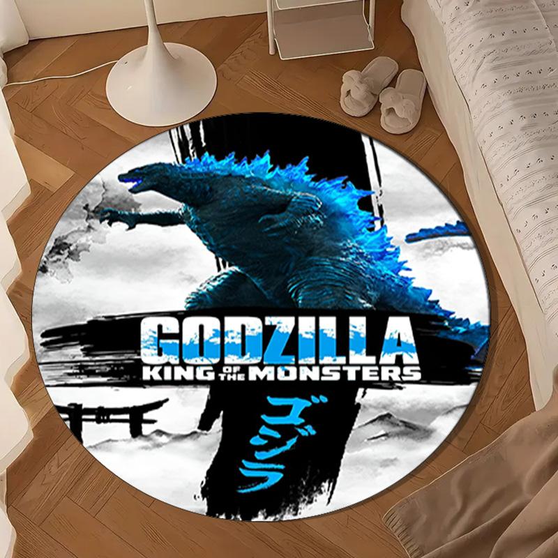 Godzi-lla Destruction Round Rug for Livingroom,Bedroom, Palyroom, Chair Rug, Area Rug, Circle Carpet, Large Size Decor Fan Christmas Gift