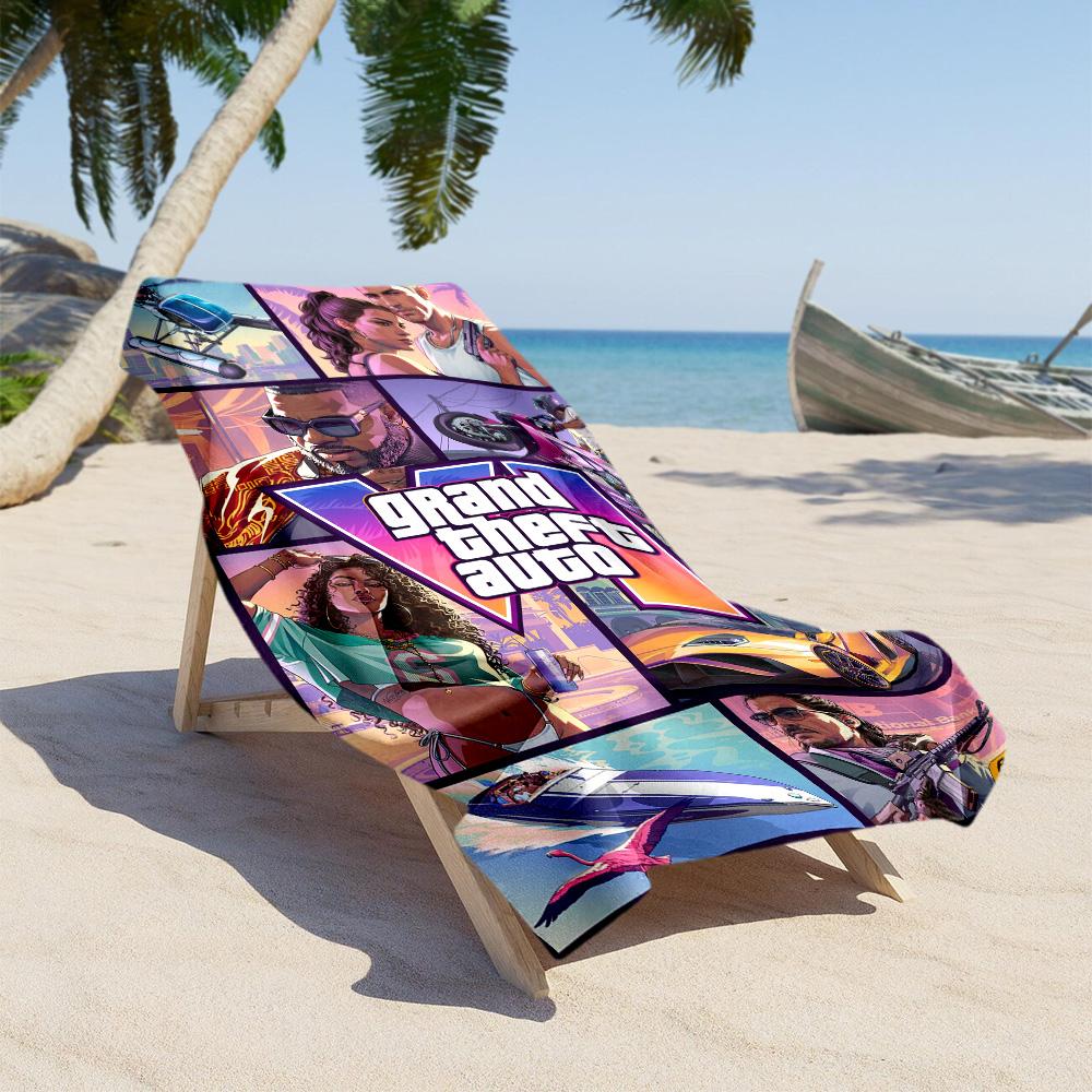Grand Theft Auto Beach Towel Soft Durable Quick-Dry Comfortable Lightweight Suitable for Swimming Gym Camping Yoga Vacation