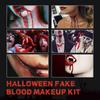 3PCS Fake Blood Makeup Kit-Coagulated Blood 30ml+Fake Blood Spray 50ml+Dripping Blood 50ml, Realistic Washable Special Effects SFX Makeup Set
