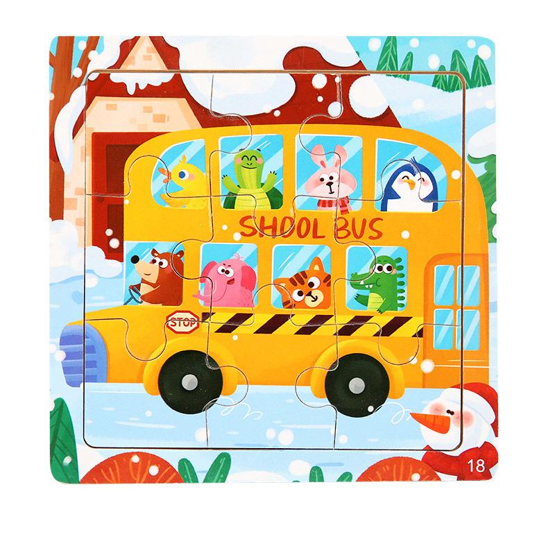 11x11cm New Wooden 3d Puzzle Cartoon Animal Dinosaur Early Learning Educational Montessori Wooden Puzzle Toys for Kids