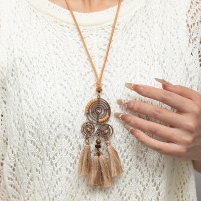 Bohemian Long Fringed Zen Neck Necklace Female Exotic Ethnic Style Geometric Circle High-End Retro Necklace
