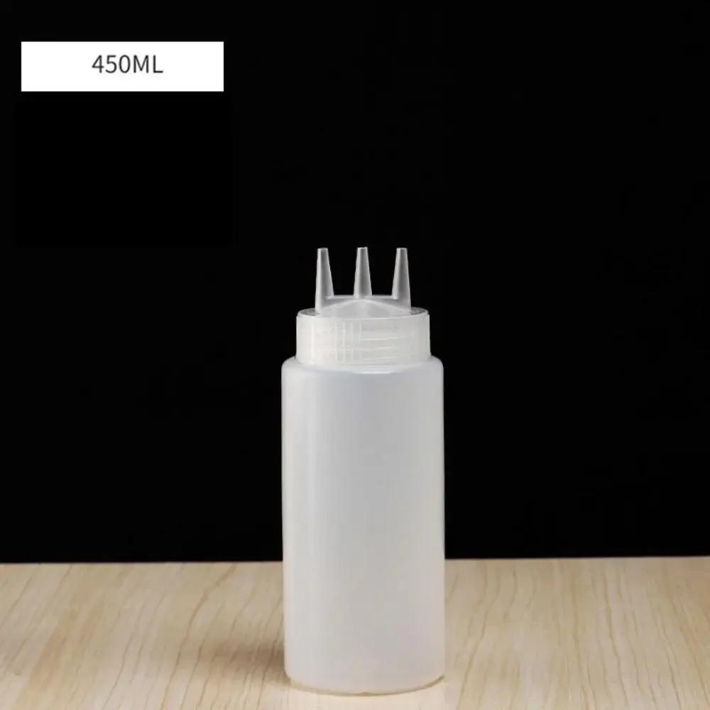 New Plastic Squeezing Sauce bottle Graduated Squeezable Gravy Boats 3 Nozzles Kitchen Accessories Jam Container