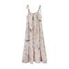 Bohemian Retro Sweet Long Dress Butterfly Print Dress Super Fairy Floral Beaded Loose and Thin Suspender Skirt
