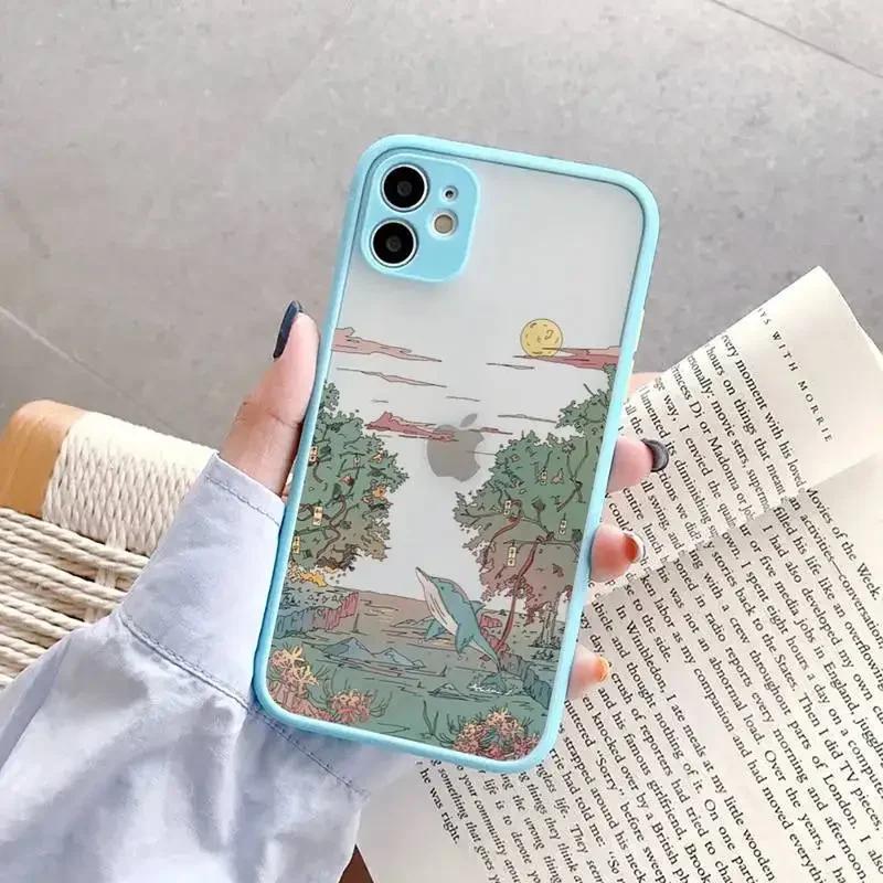 

Anime Landscape Oil Painting Phone Case For iPhone 16 15 14 13 11 12 Pro Max 7 8 Plus Mini SE Anti Drop Transparent Cover Fundas iPhone 13 ProMax